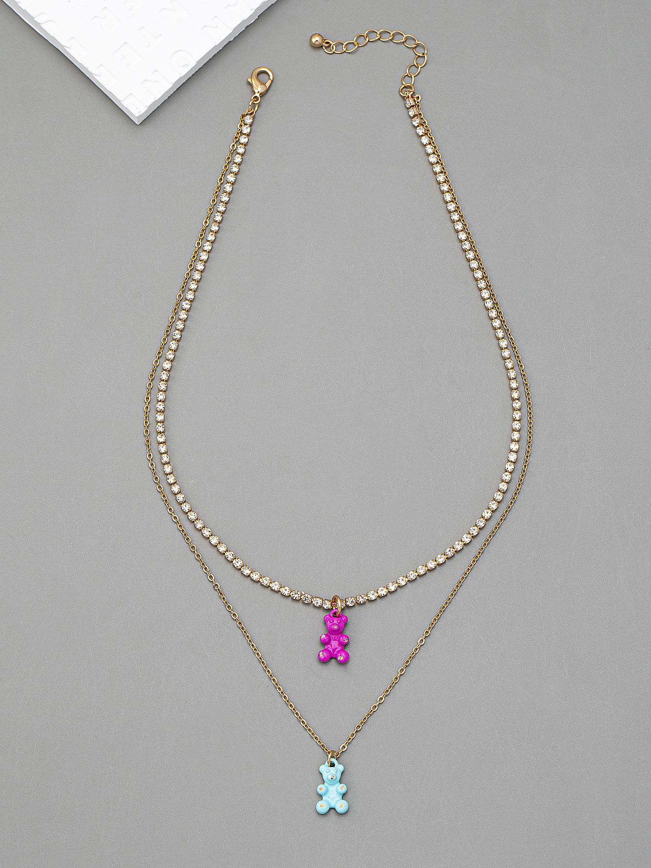 

Многослойное колье с подвеской в виде желейного мишки, лидер продаж на Amazon, персонализированная цепочка на ключицу для женщин