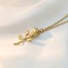 Jewelry Personalized Stainless Steel Clavicle Chain Premium 18K Gold Plated Three-Dimensional Rose Pendant Necklace Female Niche