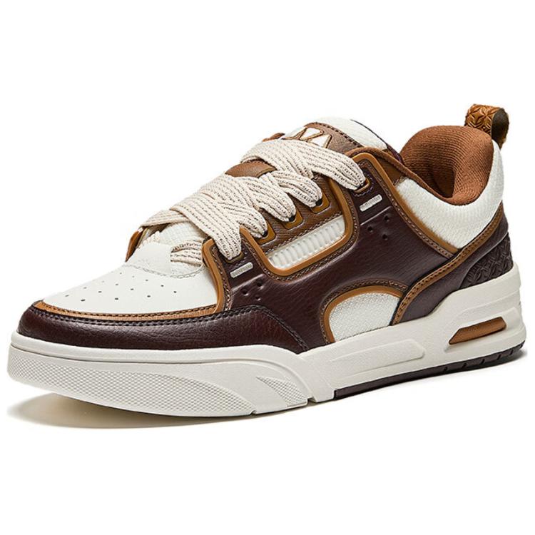 Anta Slip Resistant Abrasion Resistant Low top Skateboard Shoes Men's White/Tan Sneakers 112518040-11