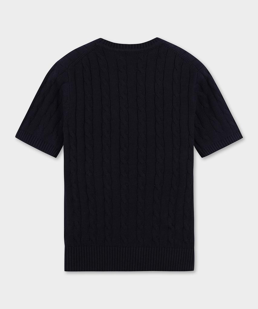 BROOKS BROTHERS [Women'S] Cotton Cable Crew Neck Short Sleeve Sweater (Dark Navy) (Bbwrwb201Arfm)