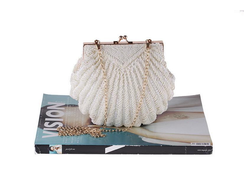 Women's Handmade Seashell Beaded Evening Clutch - Hanfu & Cheongsam Crossbody Bag