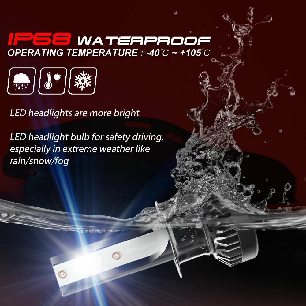 2Pcs H1 LED Headlight Bulbs Conversion 8000LM 6000K 80W White Hi/Lo Beam Lamps