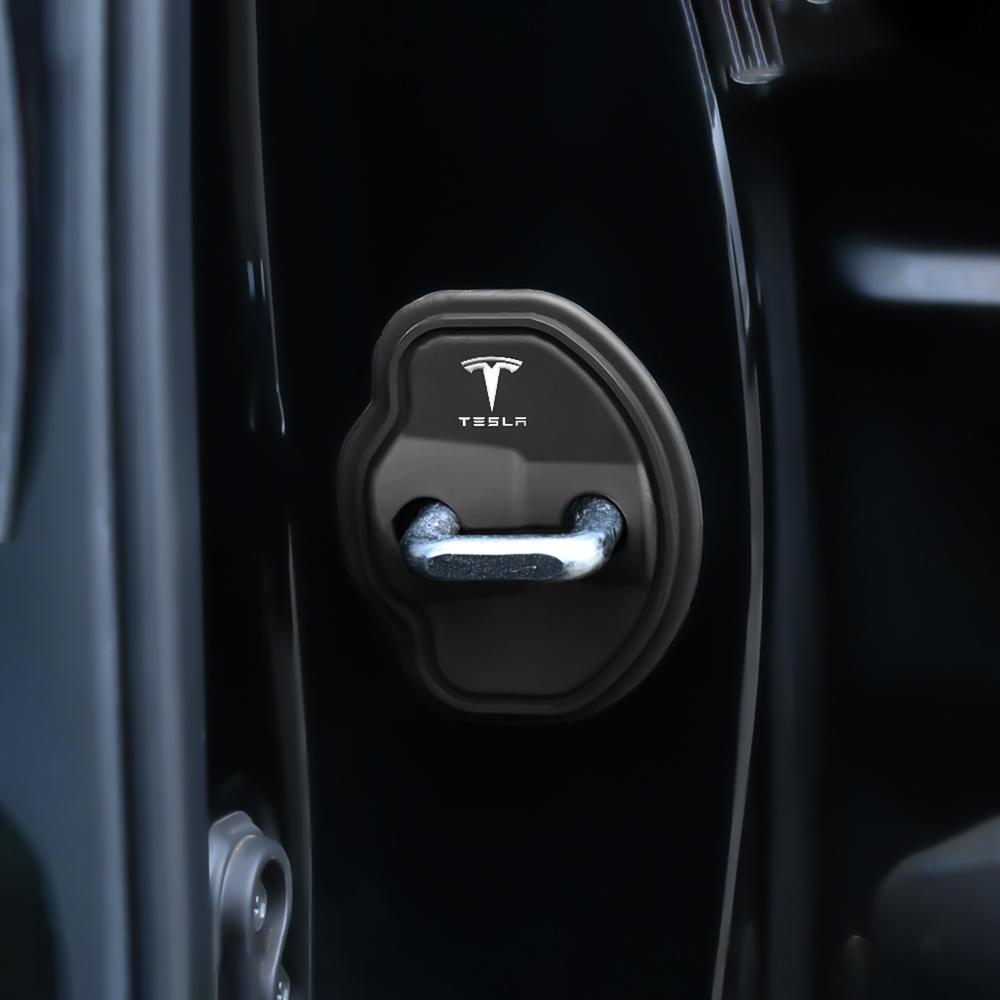 4 szt. silikonowa osłona zamka drzwi samochodu naklejki ochronne akcesoria do Tesla Model 3 Model SX Model Y Roadster SpaceX Cybertruck
