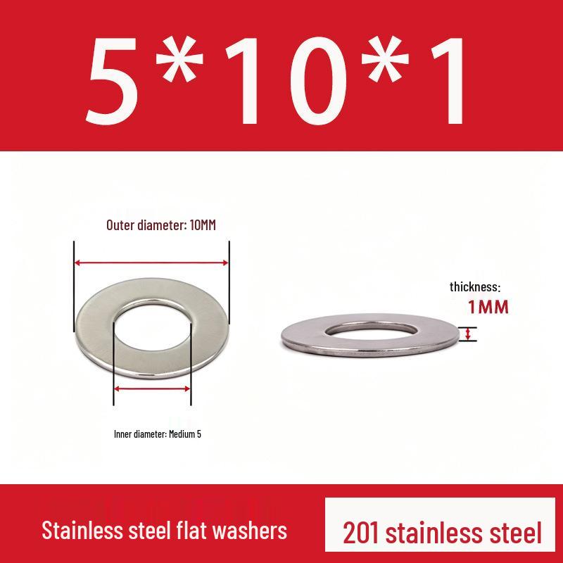 201 Stainless Steel Rust-proof Flat Washer - National Standard Hardware Fasteners with Complete Specifications, In Stock.