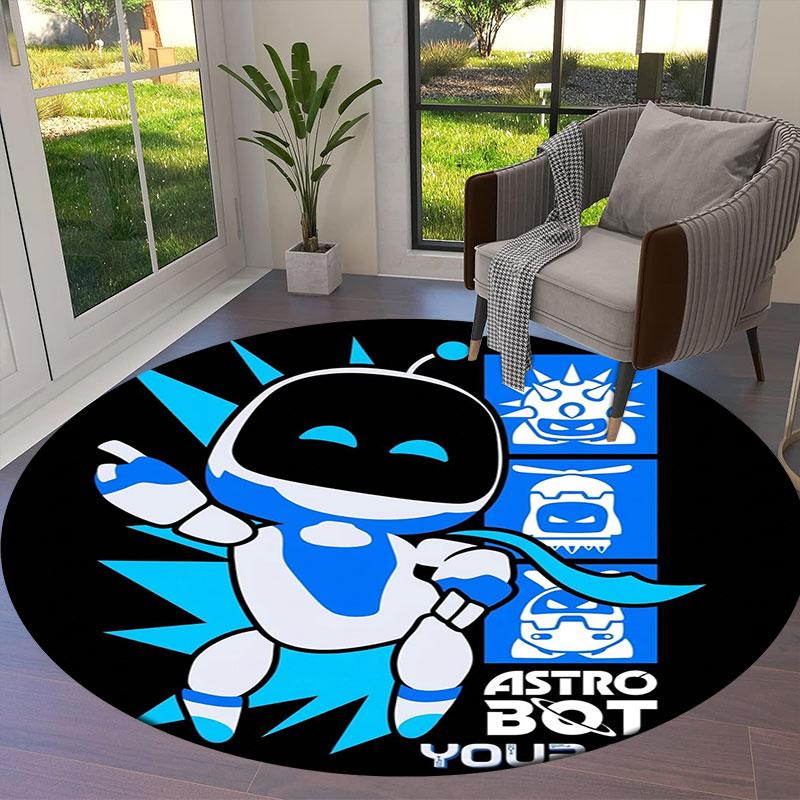 ASTRO BOT Custom Name Round Area Rug,Carpet Rug for Living Room Bedroom Sofa Playroom Decor,Non-slip Floor Mat