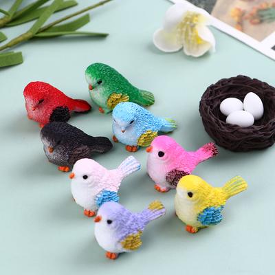 4 Stück Cartoon Bunte Fliege Vogel Spatz Kleine Statue Miniatur Figur Ornament