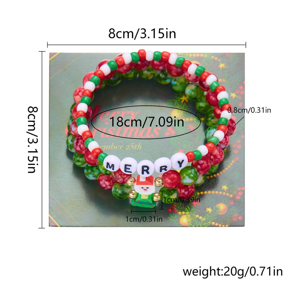 3Pcs/Set Merry Christmas Tree Snowman Santa Claus Bracelets For Women Men Acrylic Beads Christmas Deer Bracelet New Year Jewelry