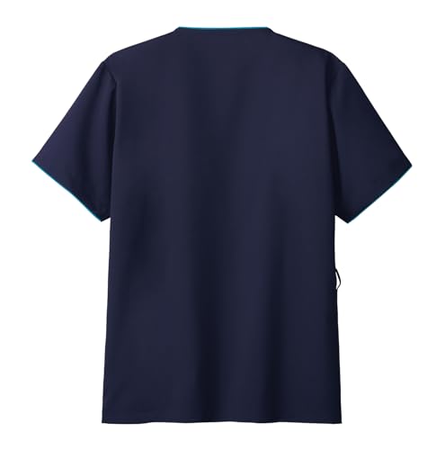 Fork Scrub/Lab Coat 7028SC Men's Dark Navy x Turquoise, Size Small (Equivalent to Japanese Size Small)