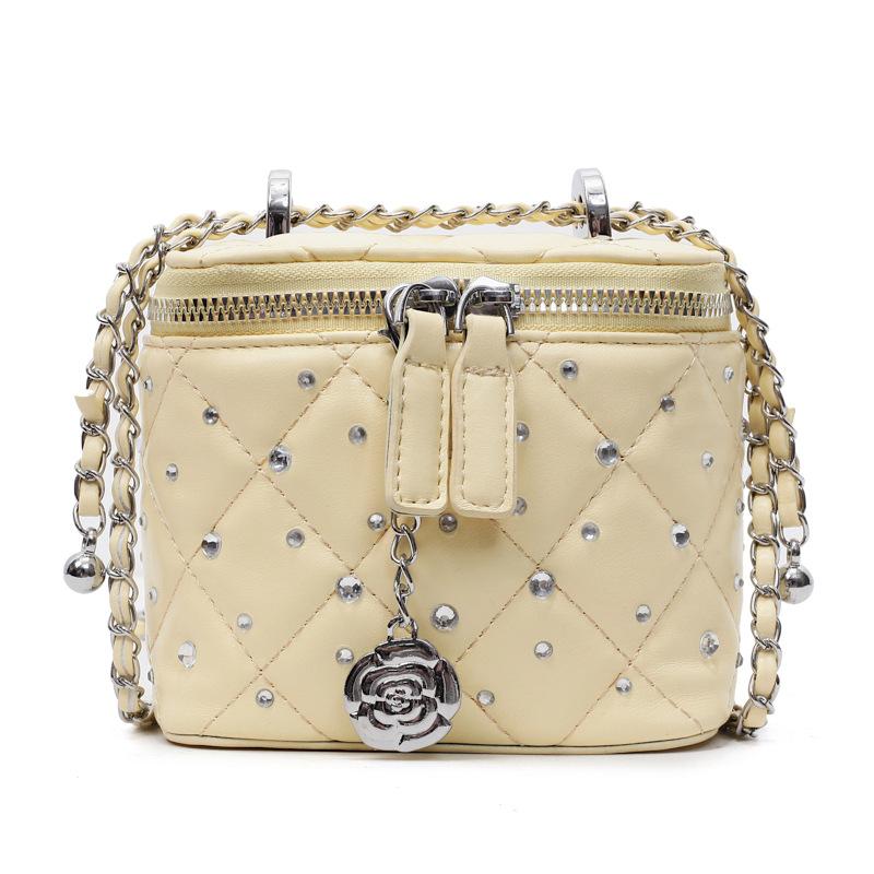 Rhombus chain small bag women's new high-end bright diamond box bag shoulder messenger bag