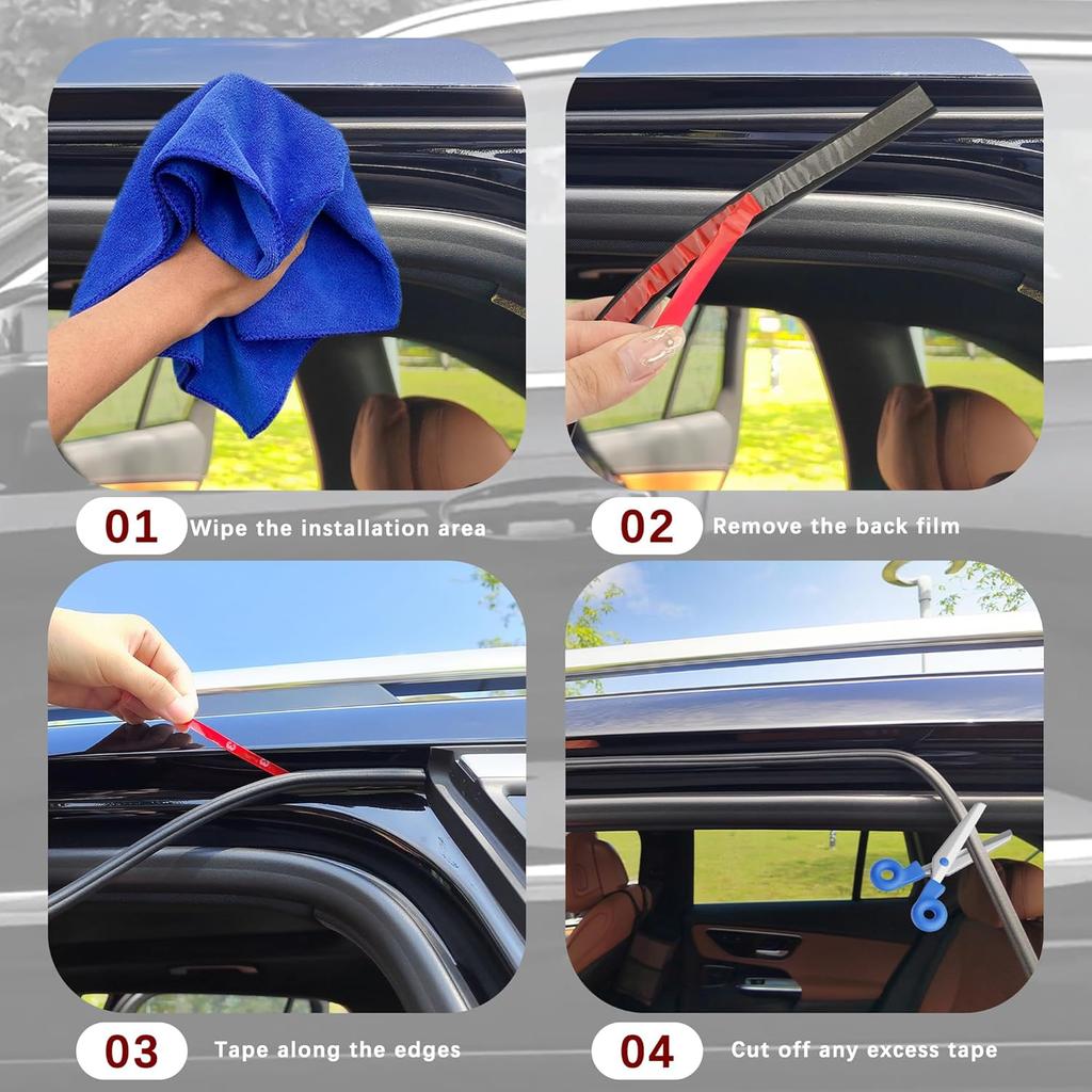 32.8Ft Car Door Weather Stripping, B-Shape Double Layer Rubber Seal Strip, Soundproof & Self Adhesive Automotive Weather Stripping, Car Accessories