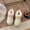 [Cowhide Edition] Seoul Falling Snow~ Fleece Sheepskin and Fur Integrated Thick Bottom Low Top Fluffy Snow Boots Women's Winter
