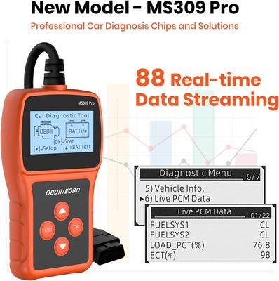 Profesionální diagnostický nástroj pro diagnostiku OBD2 skeneru MS309 Pro OBD2, čtečka chybových kódů OBD, Check Engine OBDII