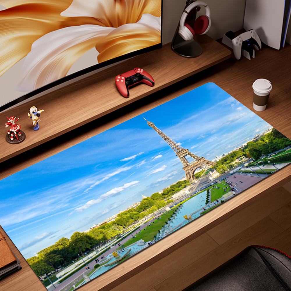 New Mouse Pad Gamer France Paris Eiffel Tower XL Computer Custom Large Mousepad XXL Office Carpet Non-Slip PC Table Mat