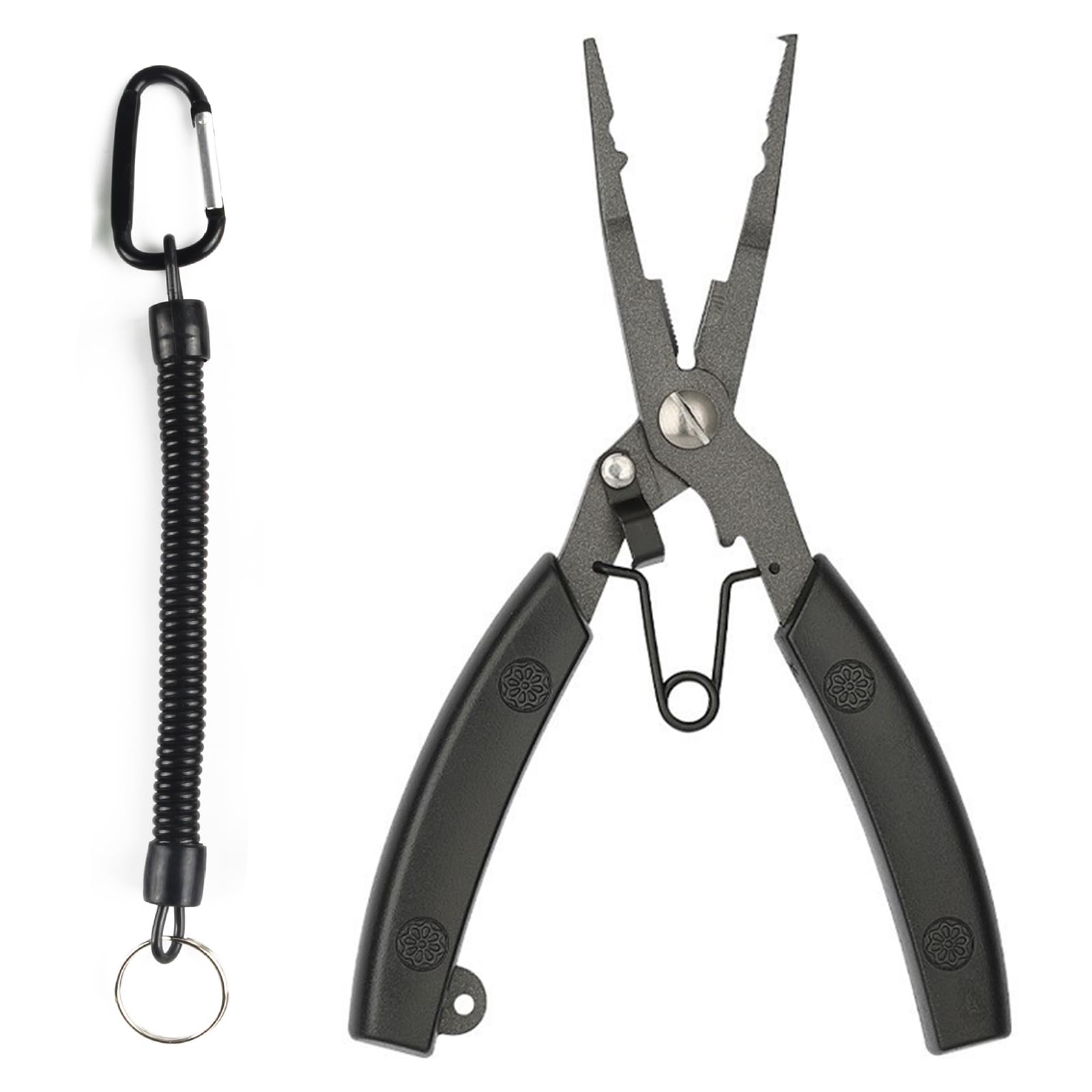 

Multifunctional Fishing Pliers, Ultra-Lightweight, with Hook Remover, Line Cutter, and Safety Rope (Black)