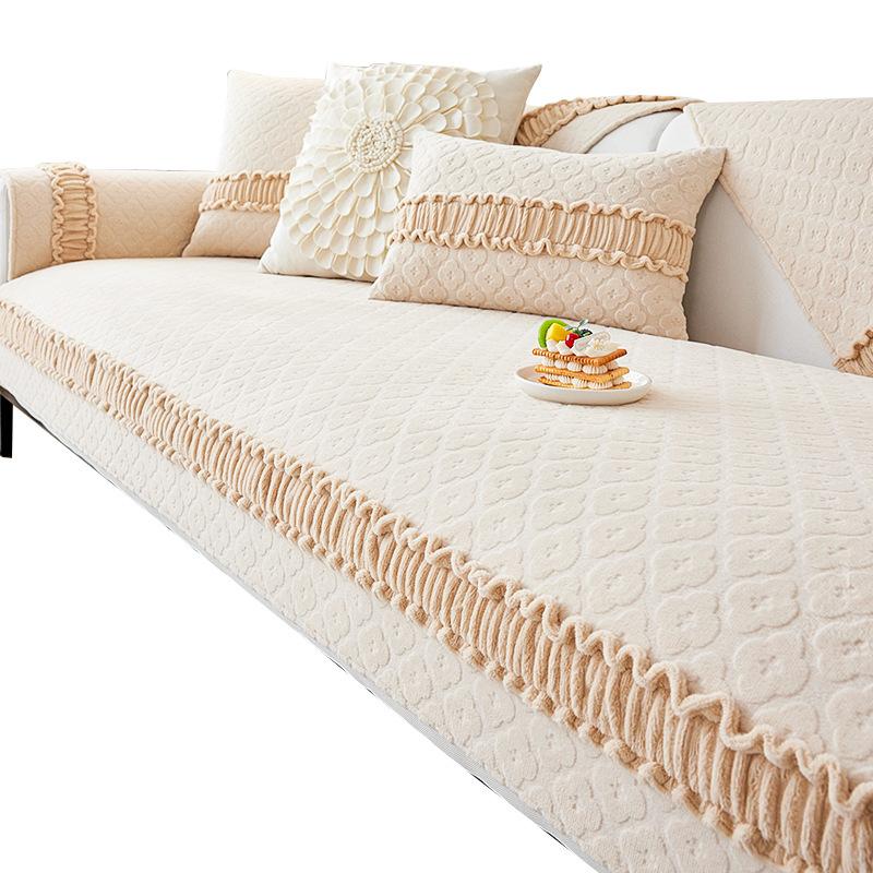 Autumn and Winter New Milk Fiber Sofa Cushion Nordic High-Grade Sofa Seat Cushion Non-Slip Universal Cover Towel Cover