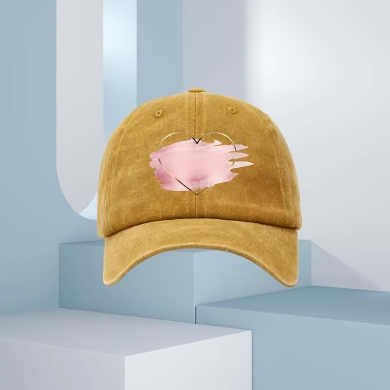 

Ladies high-quality geometric heart-shaped printed baseball cap - seasonal universal Adjustable жёлтый