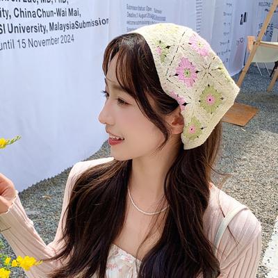Multicolor Headscarf Hat Little Daisy Triangular Turban Scarf Hair Band  for Spring Summer Outdoor