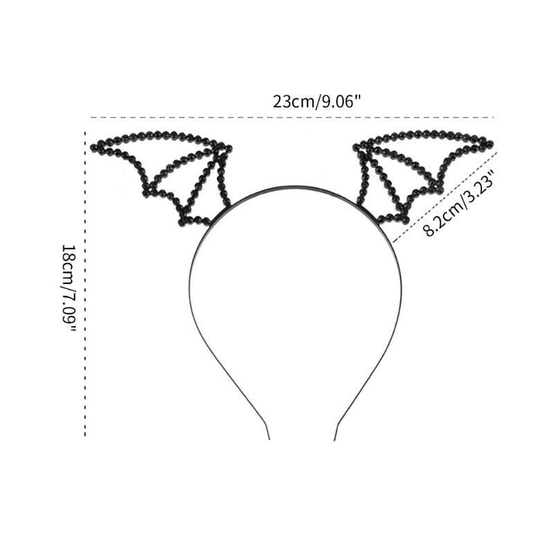 Shinning Bat Wing Headband Rhinestone Hair Hoop Halloween Party Headpiece Cosplay Animes Character for Woman Teens