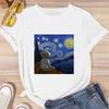 ZX TEE Van Gogh Printed Streetwear Fashion Girls T-Shirts Harajuku White Clothing Short Sleeve Summer Tees Casual Female O-Neck Tops