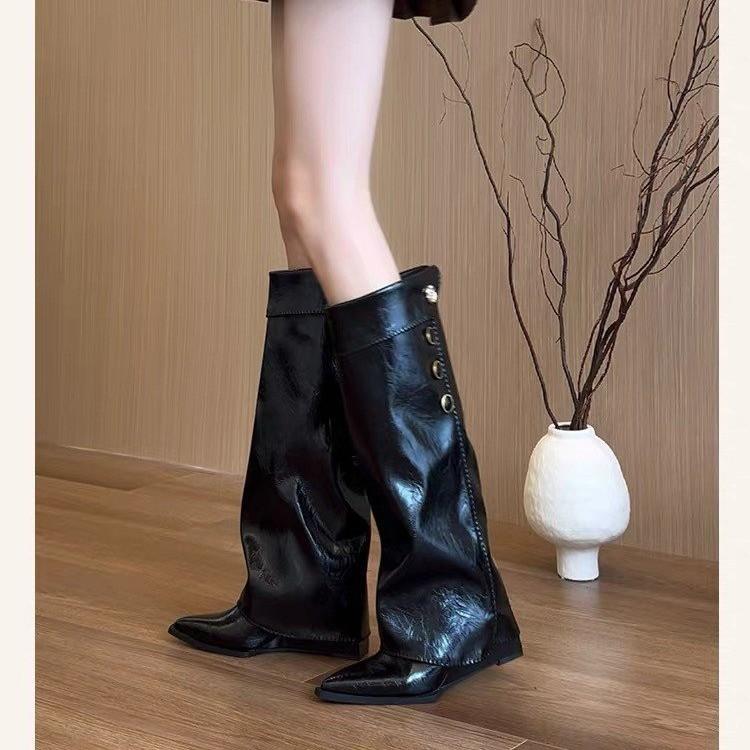 Fashion Boots Women's Shoes Rubber Thick Heel Winter Sleeve Suede Tall Microfiber Fashion Boots
