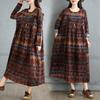 Dimanaf 2025 Women Plus Size Spring Long Dress Loose Basic Printing Vintage Casual Floral Oversize Long Sleeve Maxi
