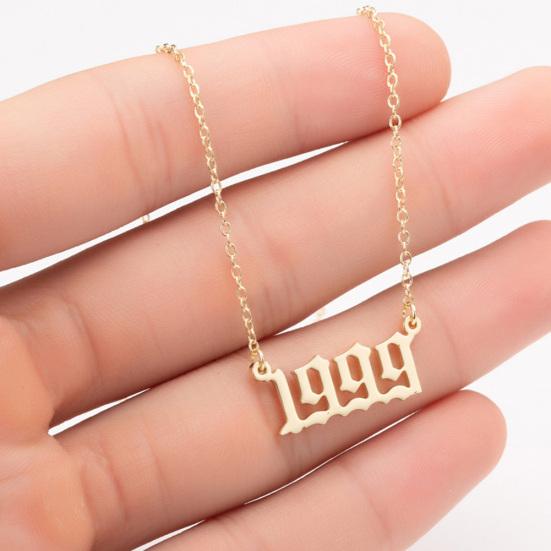 1980-2019 Doğum Yılı Numarası Charm Kolye Paslanmaz Çelik Zincir Kolye Takı