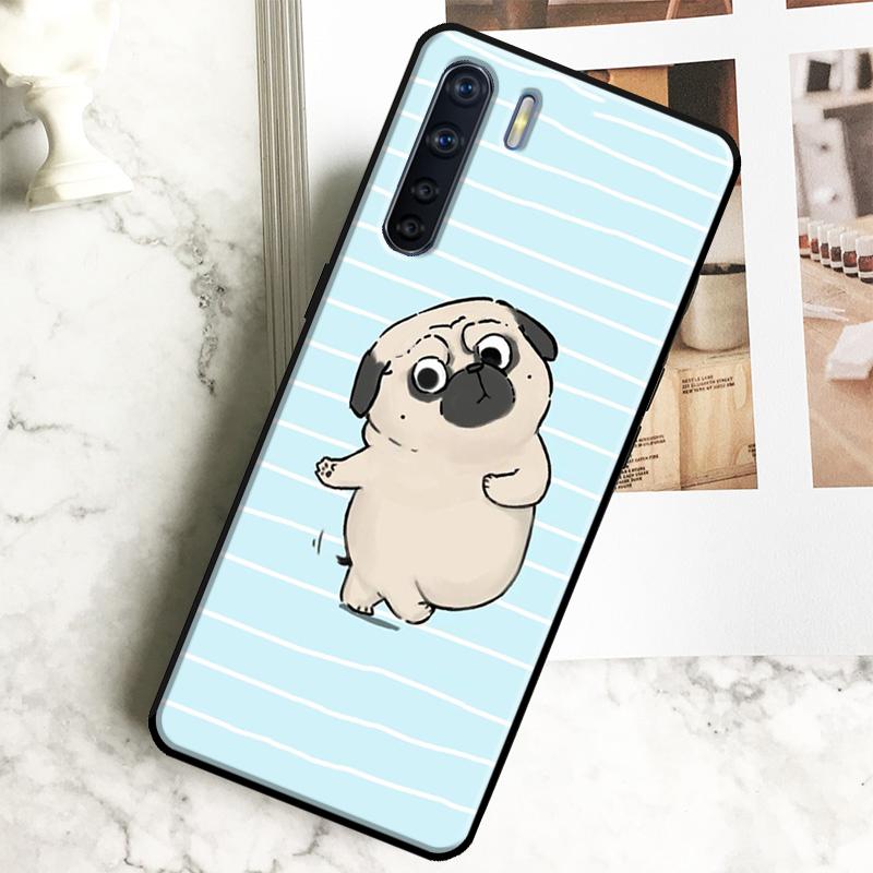 Pug Dog Funny Cartoon Case For Oppo A18 A38 A58 A78 A98 A40 A60 A80 A16 A76 A96 A15 A17 A77 A74 A94 A54 A57S Cover