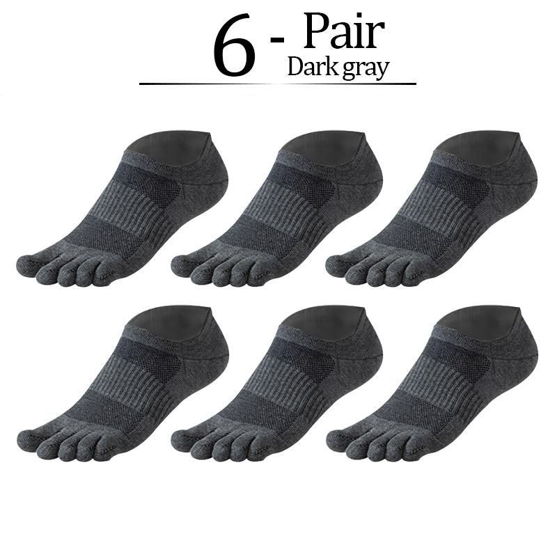 6 Paar Reine Baumwolle Fünf-Finger Kurze Socken Herren Schweißabsorbierend Antibakteriell Atmungsaktiv Mesh Bootssocken Laufen Sport Zehensocken