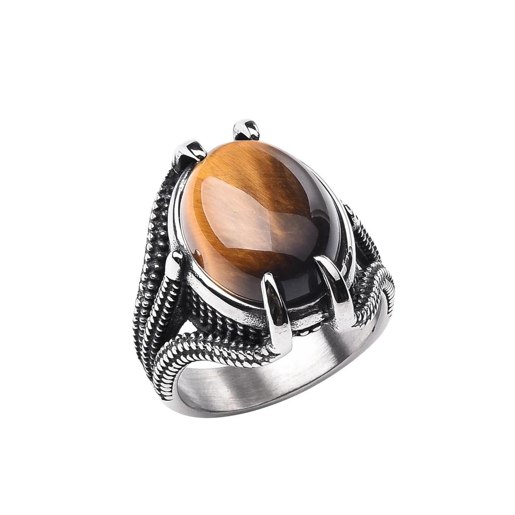 Men's Trend High Quality 316LStainless Steel Onyx Claw Rings Classic Vintage Fashion  Products