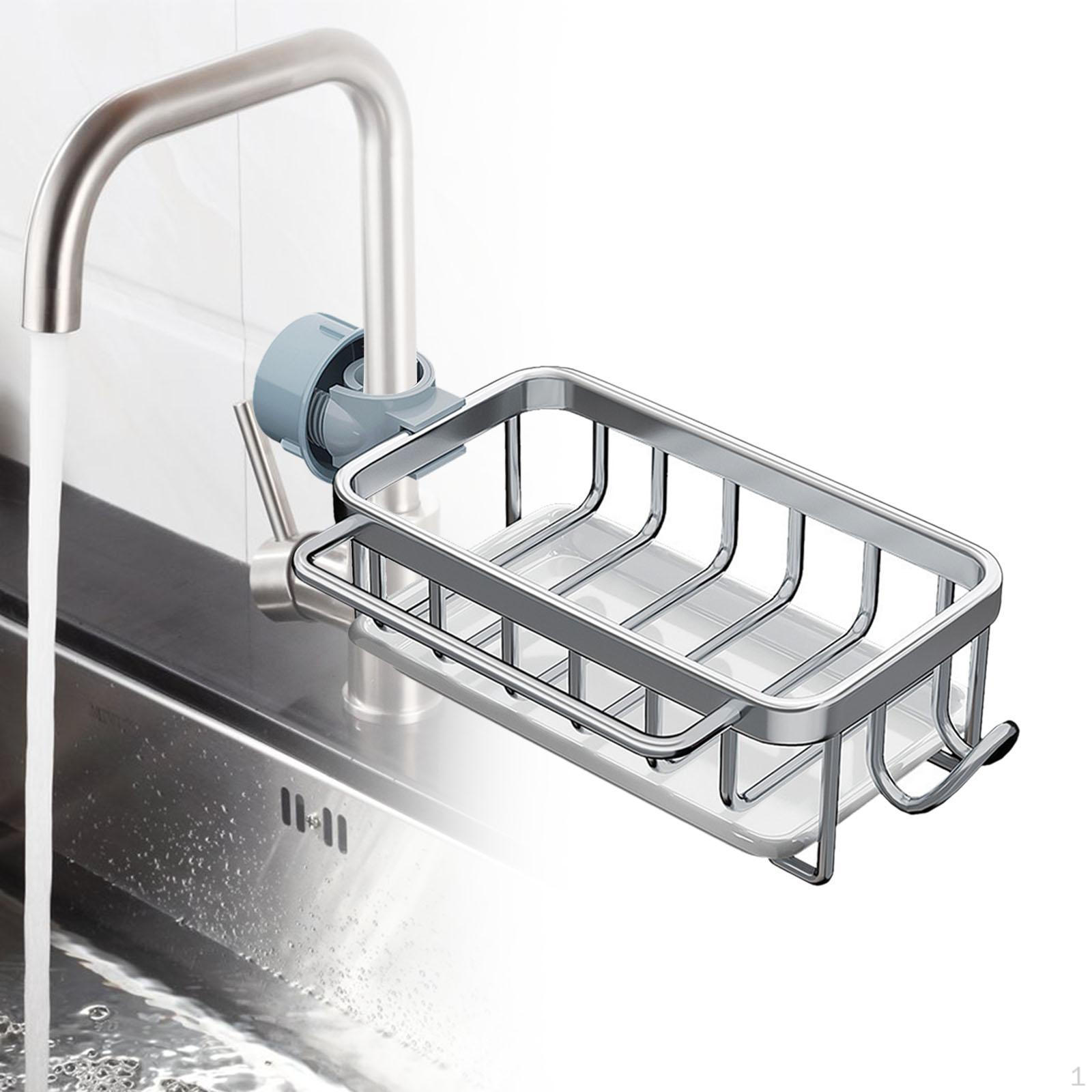 

Kitchen Faucet Rack Cleaning Holder with Hooks argent