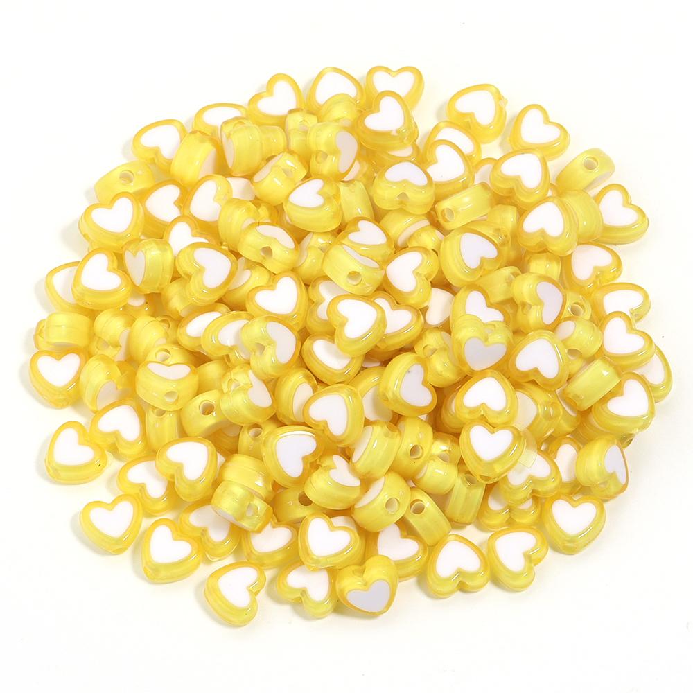 100pcs/lot 8mm Colored Acrylic Beads White Heart Shaped Spacer Beads For DIY Exquisite Bracelet Earrings Gift Supplies Wholesale