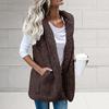 Weste für Damen, einfarbig, Taschen, Herbst/Winter, warm, doppelseitig, flauschig, Weste in reiner Farbe für den täglichen Gebrauch