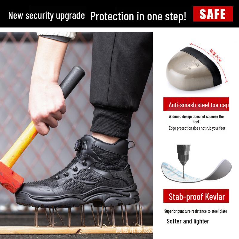 High-Top Steel Toe Safety Boots: Anti-Smash, Anti-Puncture, Ankle Support, Comfortable for Long Standing.