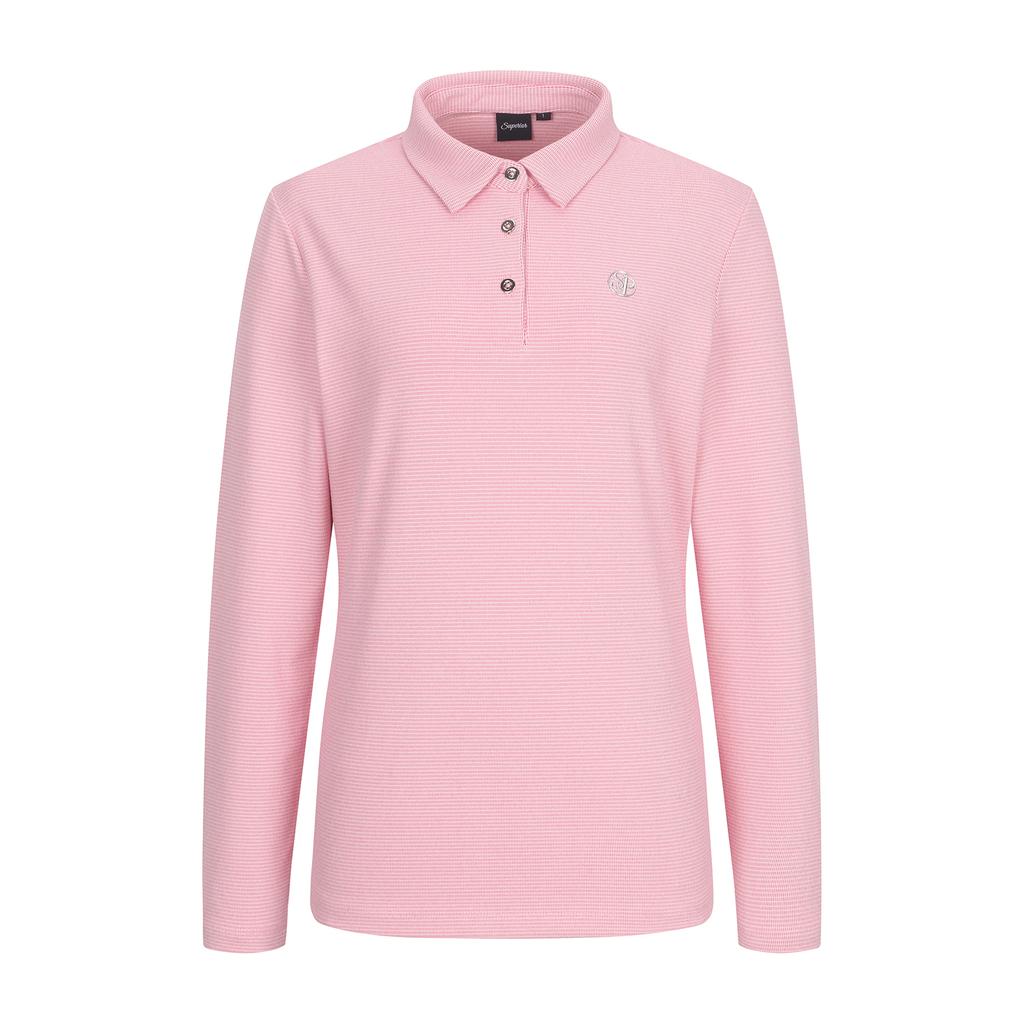 SUPERIOR Women'S Fine Pattern Basic Collared T-Shirt Pink (Iw0Eks30473)