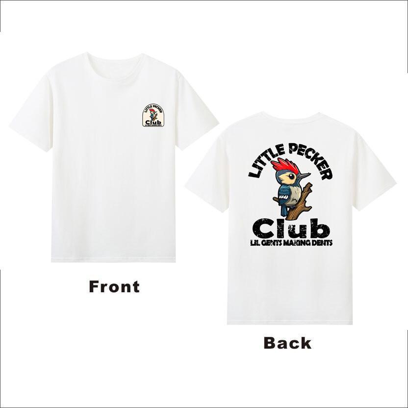 Little Pecker Club Lil Gents Making Dents Humor Birds Front Back Retro Tshirt S