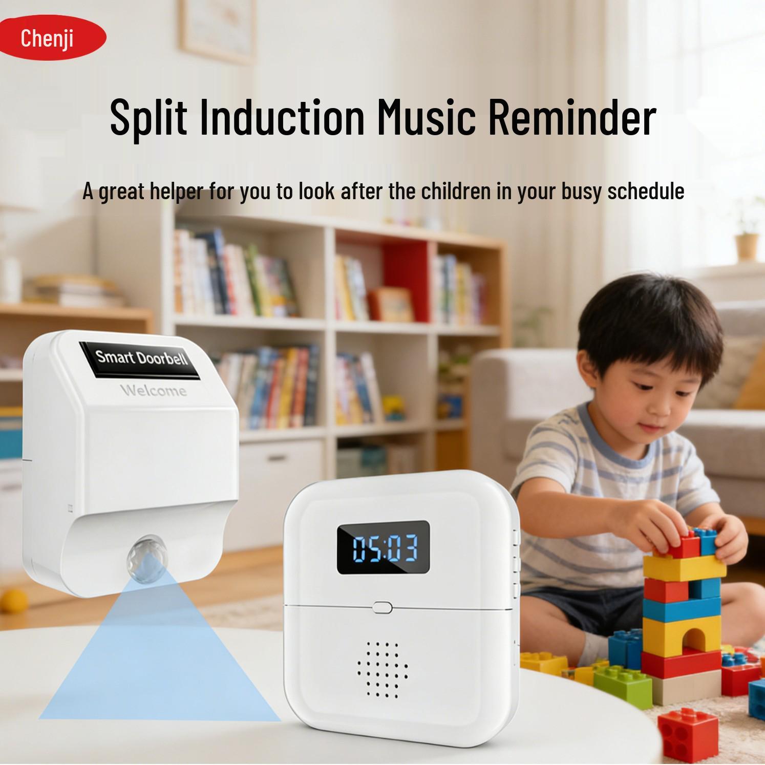 

Induction Doorbell Music Sensor: Welcome Alert for Home, Childcare, Shop Transmitter (Requires Pairing)