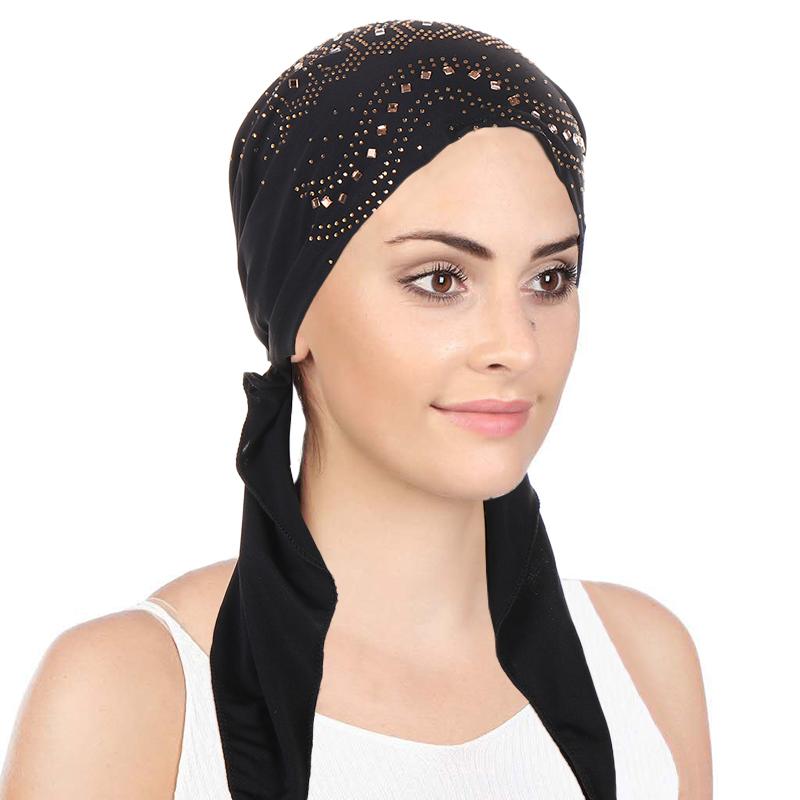 1Pc Chemo Cap Women's Muslim Headwrap Cover Hijab Headscarf Polyester Fiber Hair Loss Hat Turban