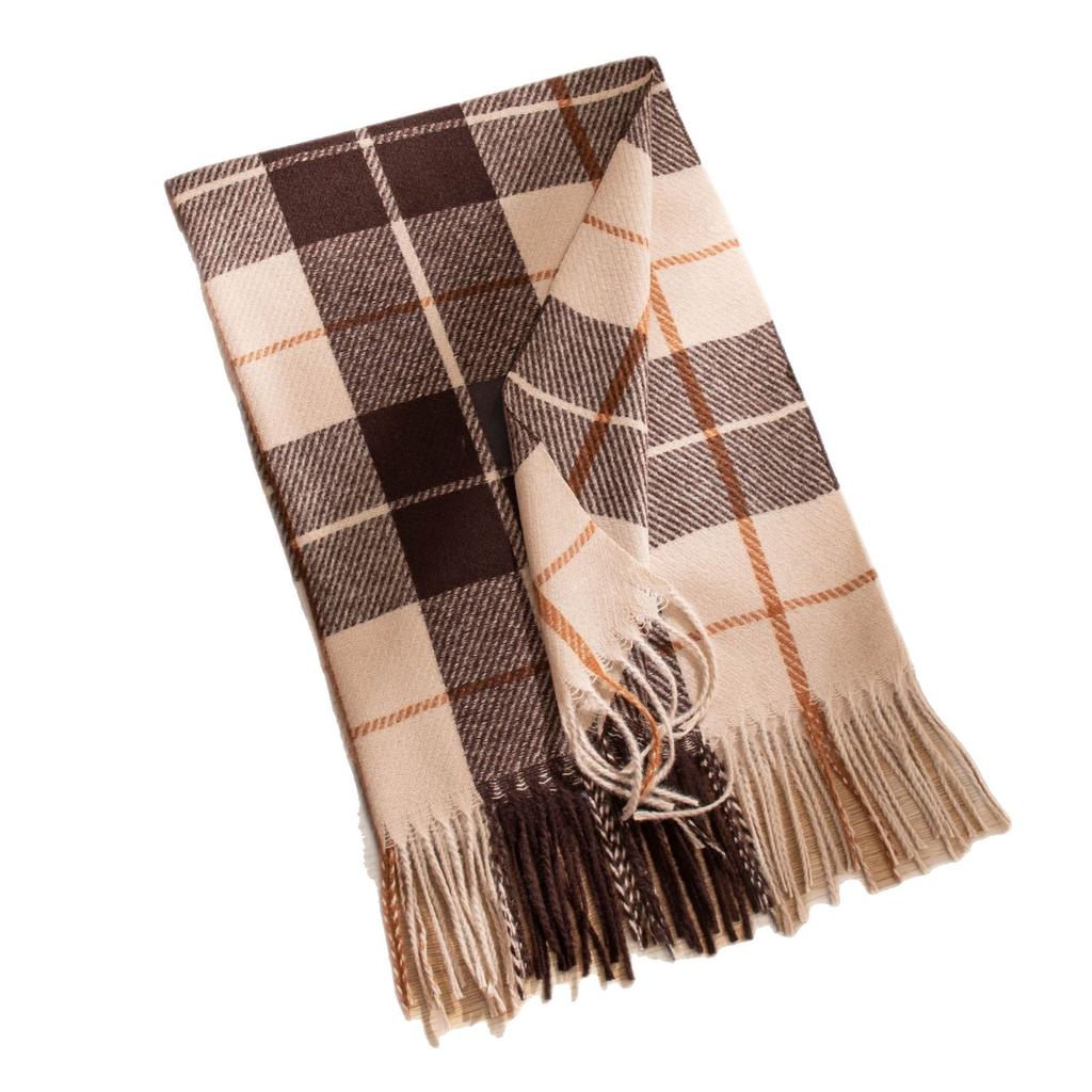 Maillard Plaid Scarf Green Christmas Style Women's Korean Atmosphere Versatile Plaid Long Warm Shawl Scarf