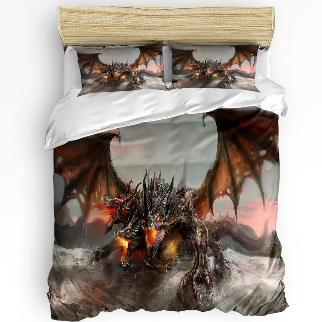 Japanese Dragon Bedding Set For Bedroom Bed Home Tribal Tattoo Style Asian Indigenous Cre Duvet Cover Quilt Cover And Pillowcase