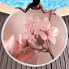 Peach Blossom Pattern Round Beach Towel, Microfiber Lightweight Beach Blanket, Soft Absorbent Quick Dry Pool Towel Picnic Mat