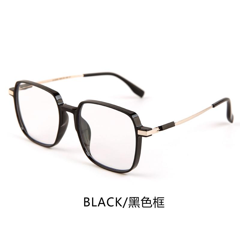 High-value photosensitive color-changing finished myopia glasses women's large-frame square plain and versatile anti-blue glasses