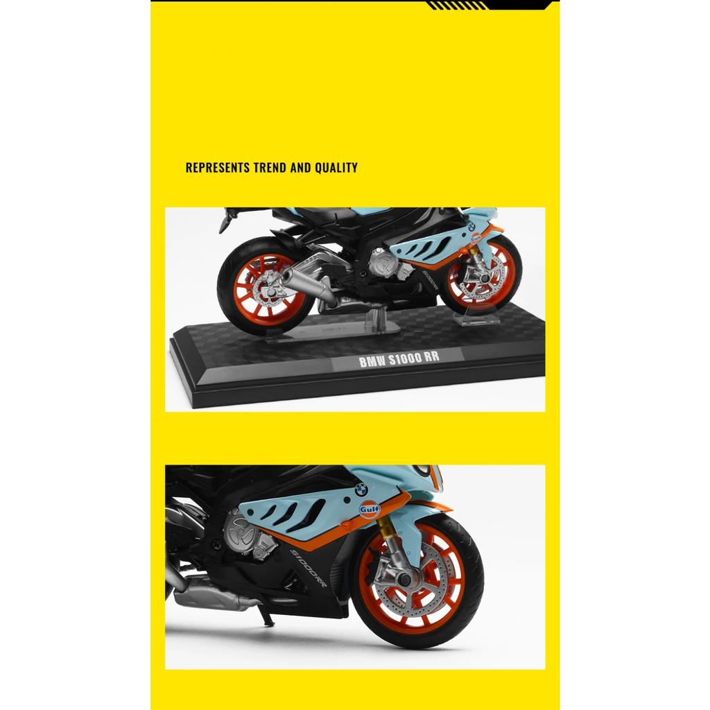 1/12 BMW S1000RR Gulf Oil Die Cast Motorcycle Model Toy Vehicle Collection Autobike Shork-Absorber Off Road Autocycle Toys Car