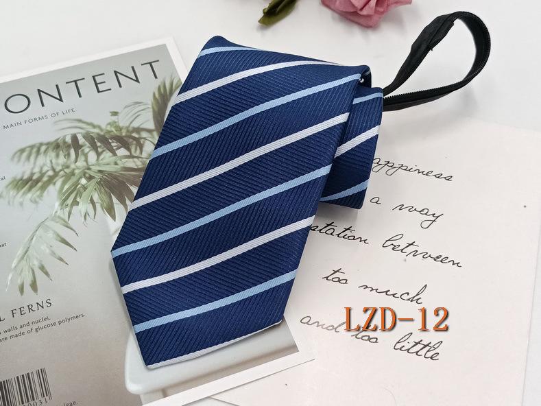 Men's Easy-Pull Knot-Free 8cm Striped Black Zipper Tie