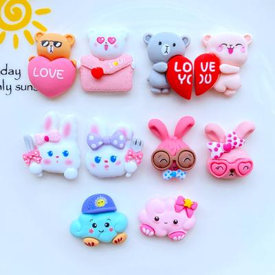 10Pcs New Cute Mini Bear /Rabbit /Cloud  Flat Back Resin Cabochons Scrapbooking DIY Jewelry Craft Decoration Accessories
