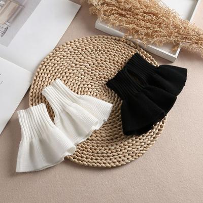 1 Paar Damen-Handgelenkmanschetten, gestrickt, elastisch, rutschfest, mit Rüschen, hält das Handgelenk warm, Dekoration für das Handgelenk, einfarbig, Prinzessinnen-Faltenmanschetten, Fotografie-Requisite