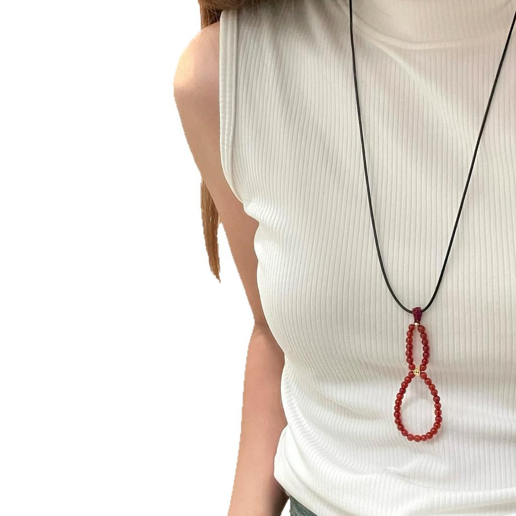 Red Agate Sweater Necklace, Niche Light Luxury, Exquisite and Sophisticated, Light Luxury Autumn and Winter Sweater Chain, Phone Chain