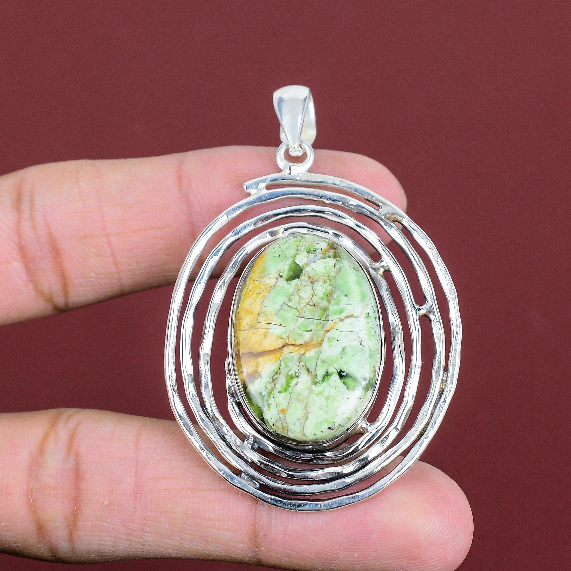 Australian chrome chalcedony pendant 925 sterling silver pendant genuine gemstone jewelry handmade pendant anniversary gifts antique jewelry