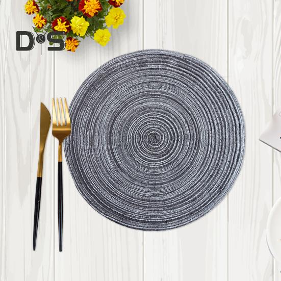 2 Pcs Anti-Slip Round Table Mat Set Woven Placemats Dining Table Non-Slip Coasters for Kitchen Heat Resistant Bowl Pads Drink Mats