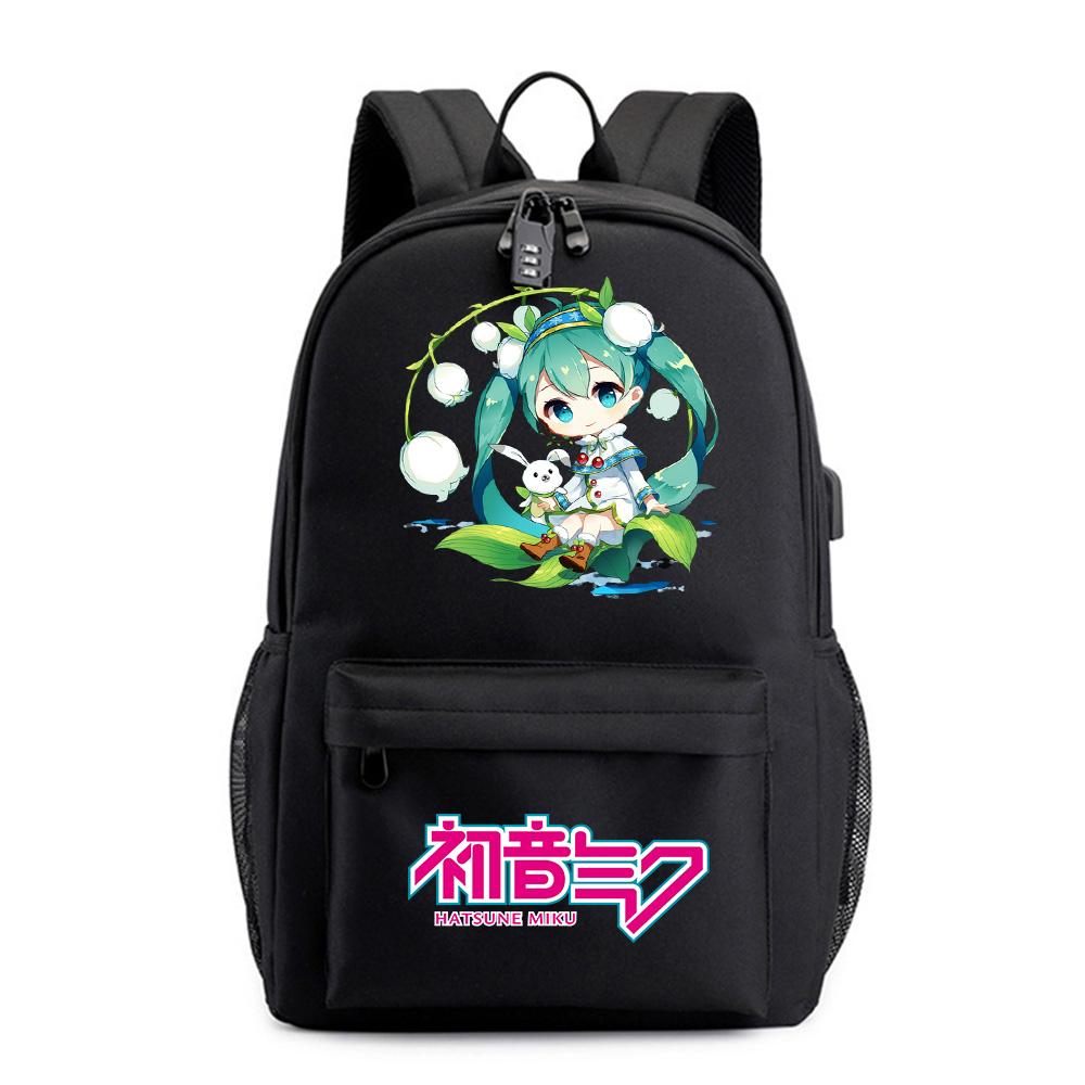 Anime Tegneserie Hatsune Miku Trykt Ryggsekk for Tenåring Student Skoleveske Kvinner Stor Kapasitet Vanntett Reisesekk Gave