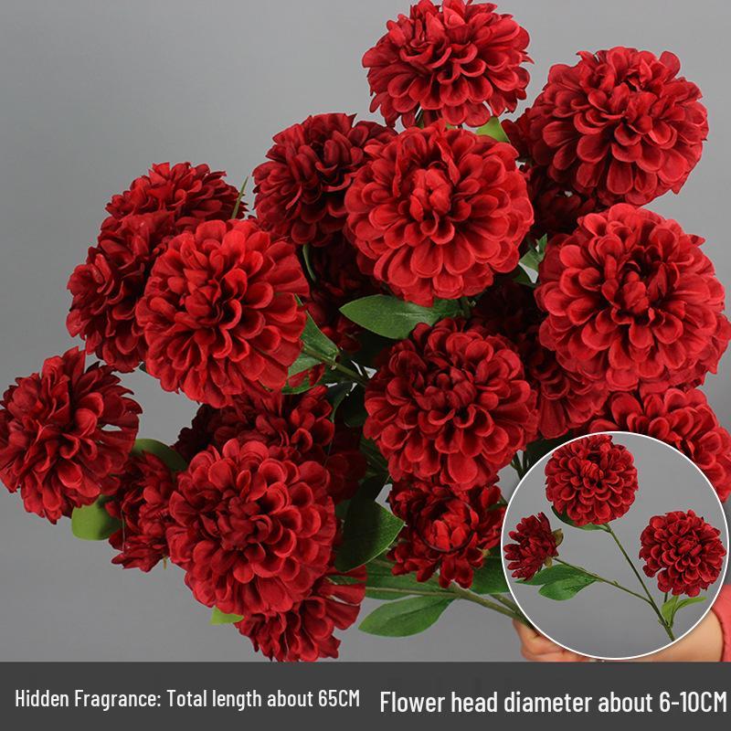 Wine Red Artificial Floral Bouquet - Chinese Wedding & Engagement Ceiling Decoration